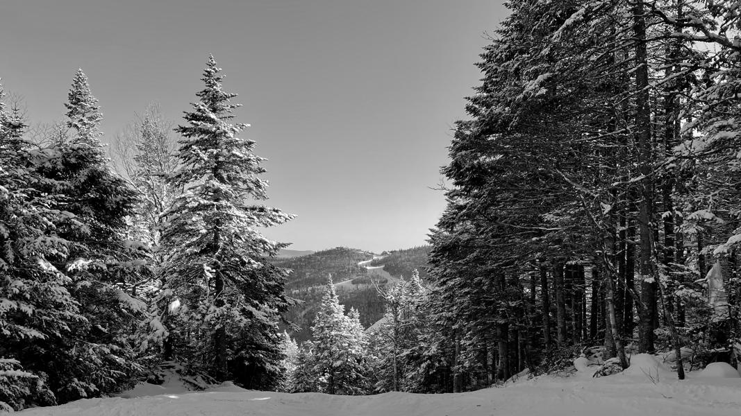 Black and white photo at Sugarbush Resort, VT